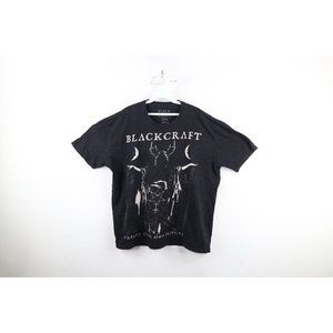 Black Craft Mens 2XL XXL Distressed Spell Out Deer Demon Satan T-Shirt Black